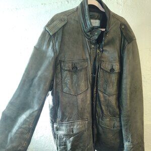 Marc New York Andrew Marc Charcoal Gray Zipper Up Leather Jacket Men's Size XXL